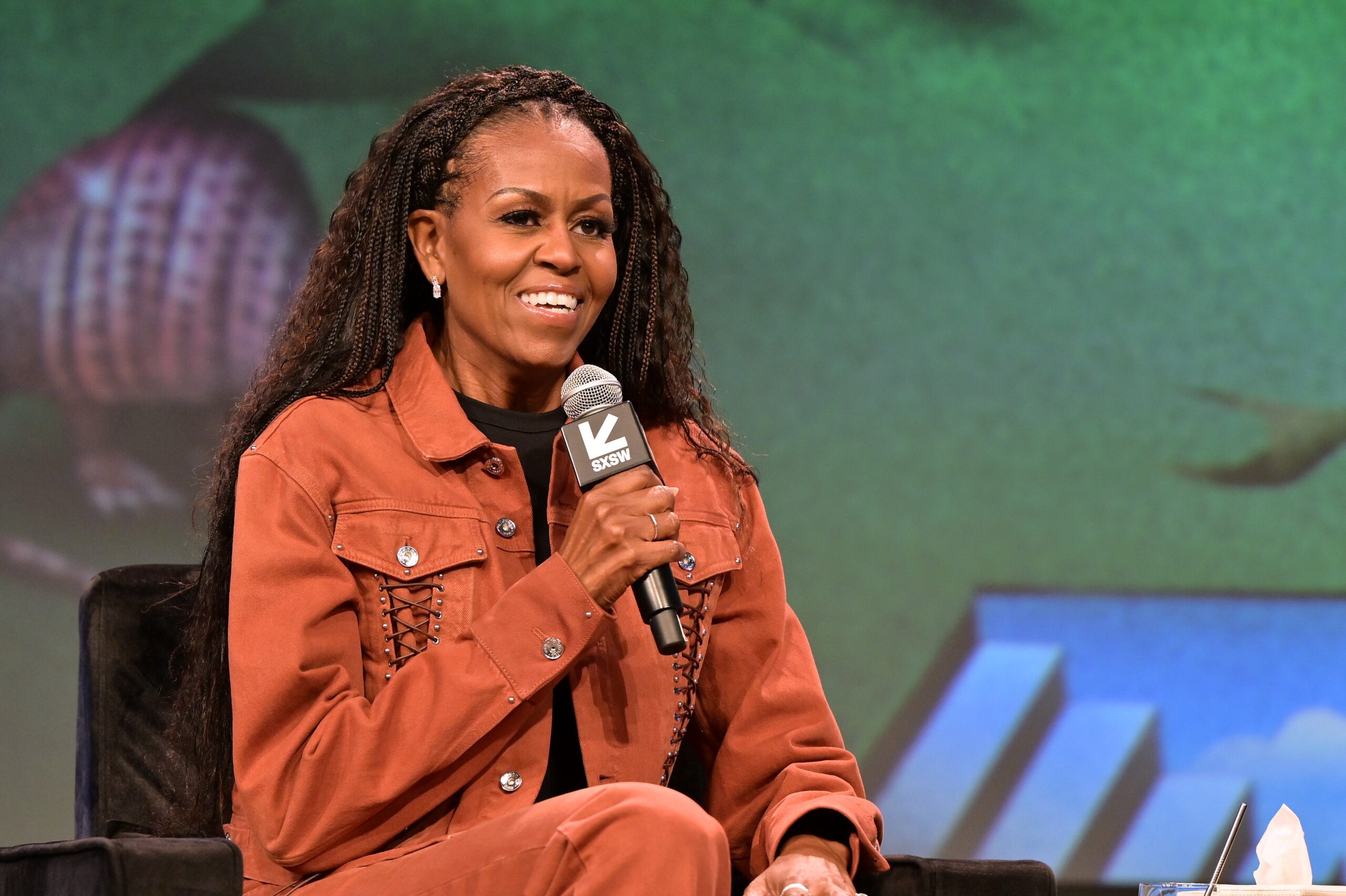 Michelle Obama speaks onstage at IMO Live: Michelle Obama, Craig Robinson & Dr. Laurie Santos during the 2025 SXSW Conference and Festival at Austin Convention Center on March 13, 2025 in Austin, Texas. Photo: Getty Images Marcus Ingram